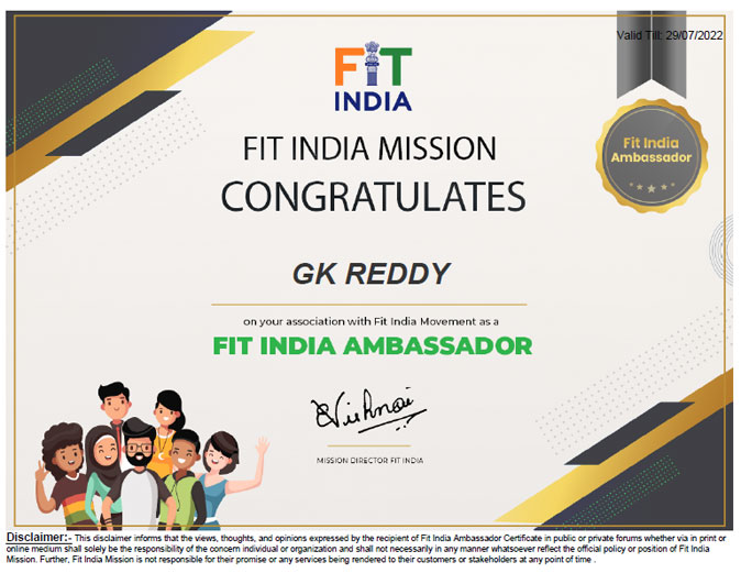 GK Reddy in Fit India Ambassador 