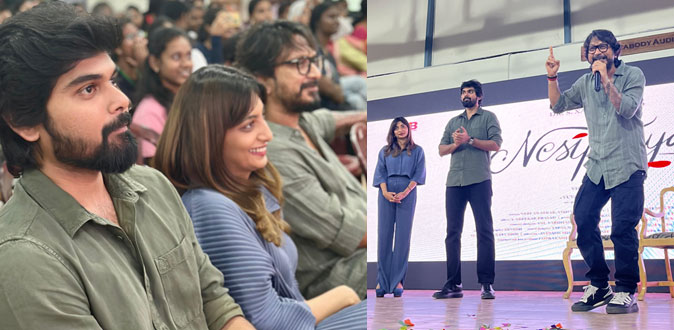 மாணவிகளின் வரவேற்பால் உற்சாகத்தில் ‘நேசிப்பாயா’ படக்குழு!