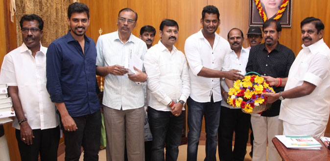 முதல்வரை நேரில் சந்தித்து நன்றி தெரிவித்த விஷால்!
