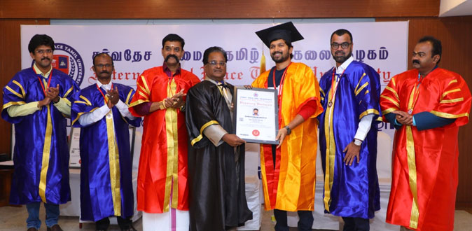 நடிகர் விஜய் விஸ்வாவுக்கு கெளரவ டாக்டர் பட்டம்!